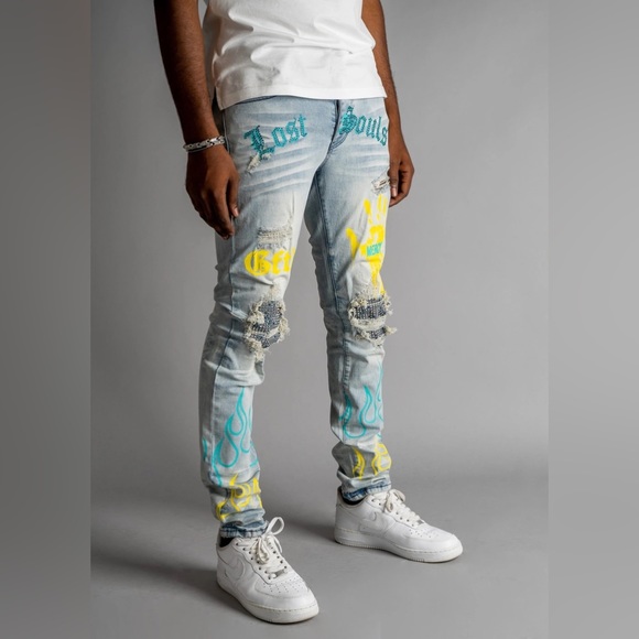 GFTD(BLUE DENIM LOST SOULS JEANS - Picture 2 of 3